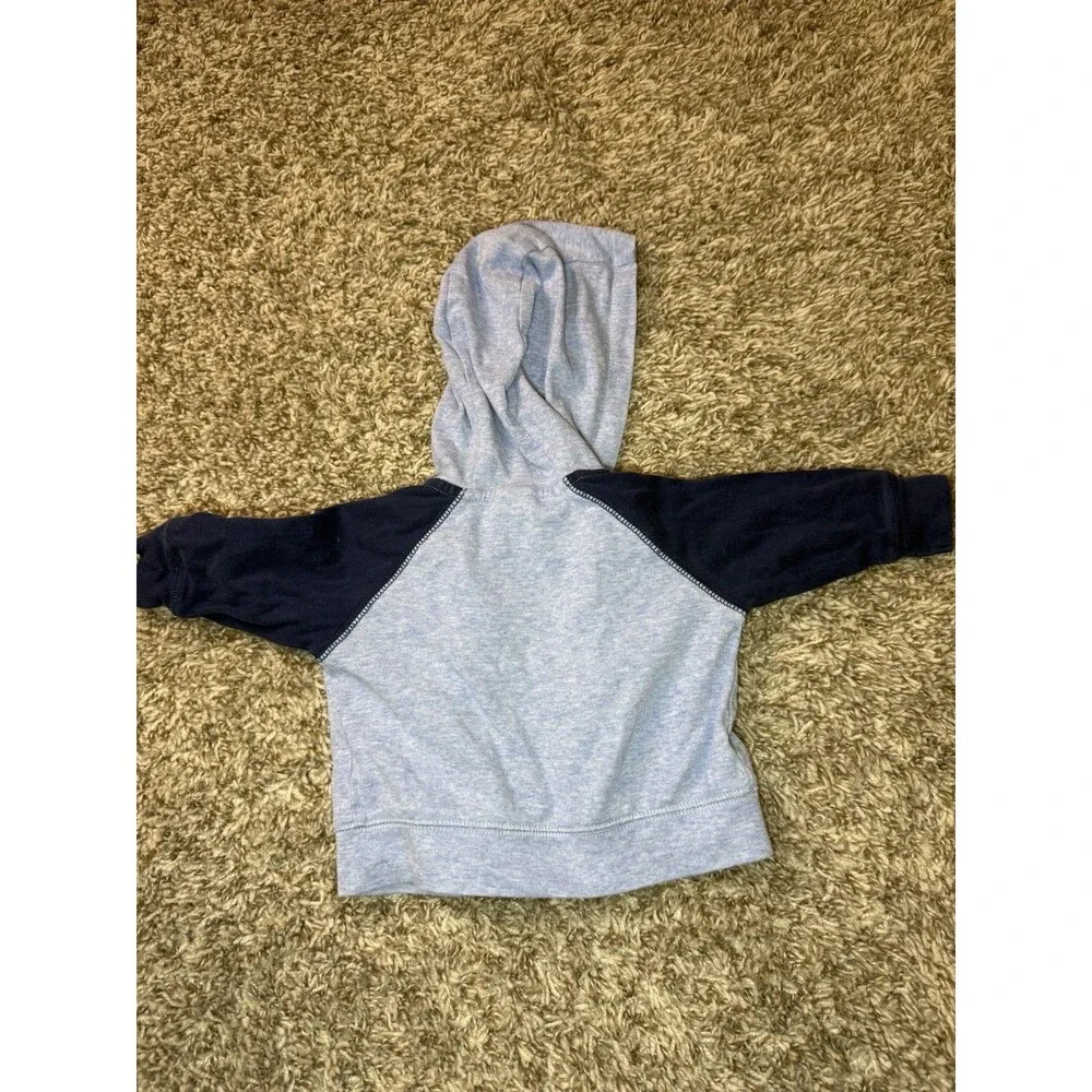 Carter's Baby Boy 3M Zip Up Hoodie Light Blue Navy Raglan Property of Mommy